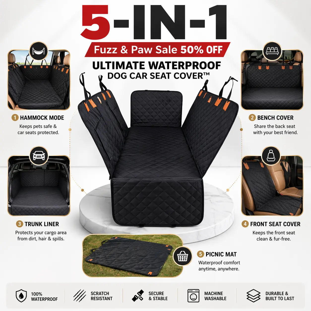 Ultimate Waterproof Dog Car Seat Cover™